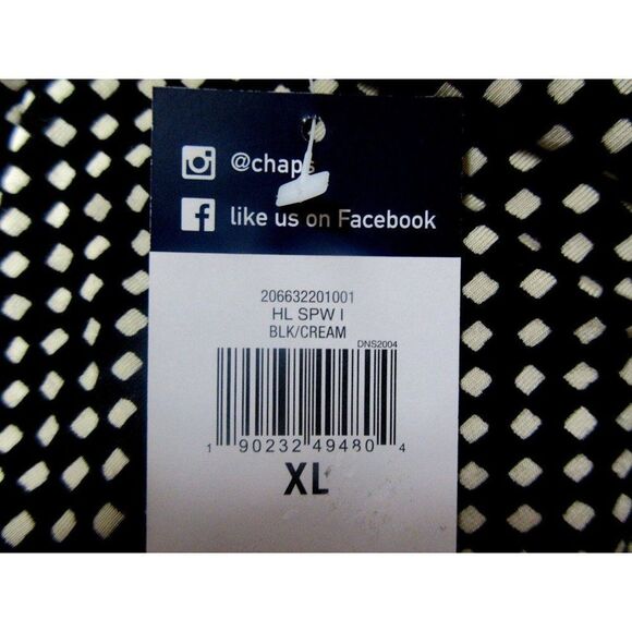 Chaps Sleeveless Mini Square Pullover Viscose Stretch Top Black & Cream XL NEW - Picture 7 of 7